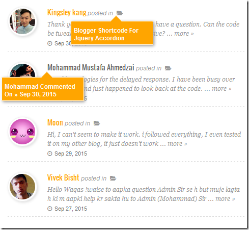 recent comments widget with tooltips