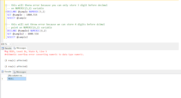 Arithmetic overflow error converting numeric to data type numeric in SQL Server