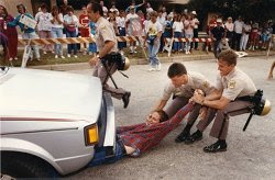 Clinic protester blocks car