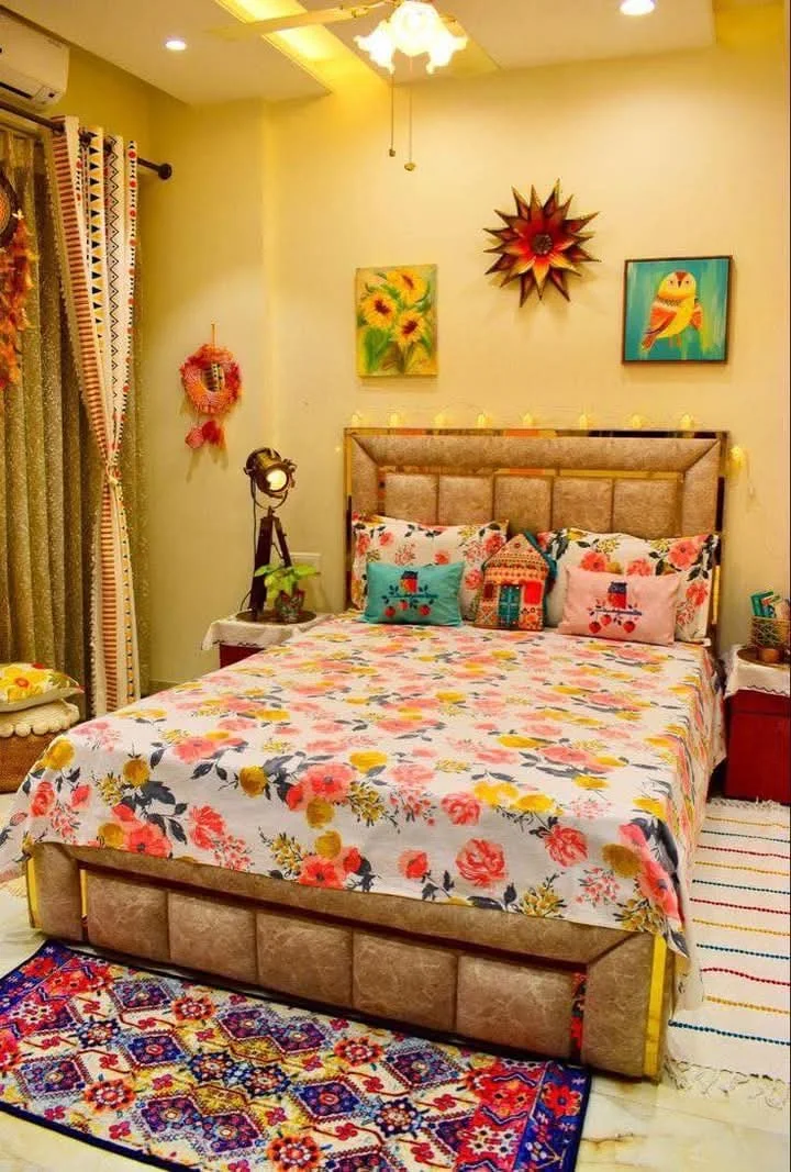 Fun and colorful kids' bedroom with storage and play area