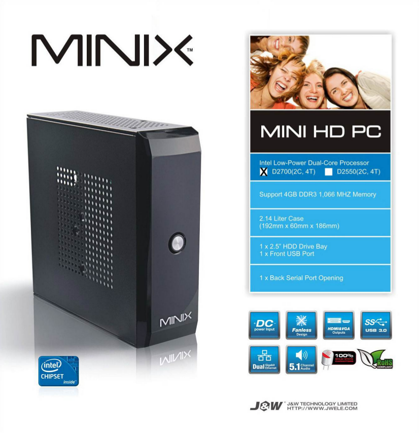 J&W Minix Mini PC HD, petit, pas cher, et fanless !