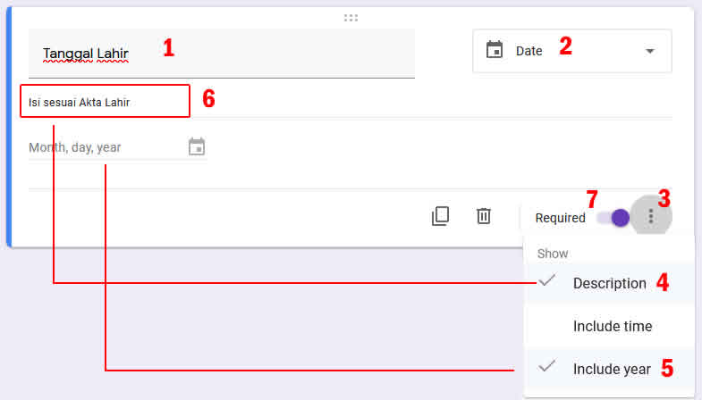 tipe soal date google form