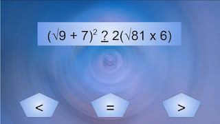 Which is greater? (square root 9 + 7) squared or 2 (square root 81 times 6)