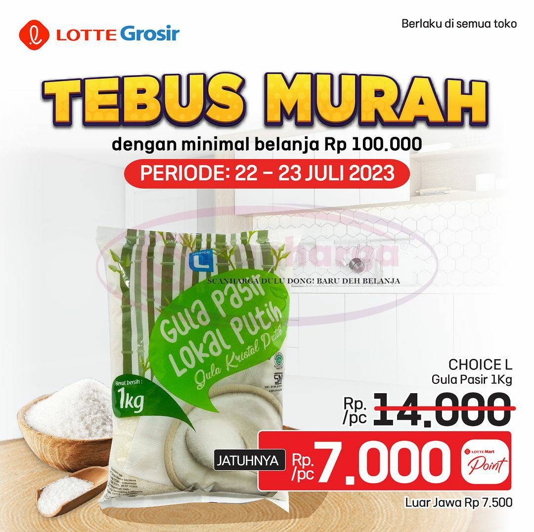 Promo LOTTE GROSIR TEBUS MURAH GULA PASIR 1KG HANYA RP. 7.000