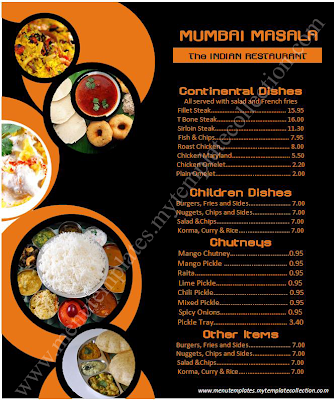 indian restaurant menu design
