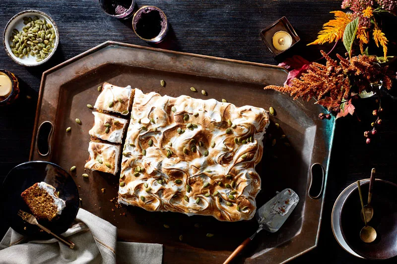 Pumpkin and Cookie-Butter Sheet Cake with Toasted Meringue