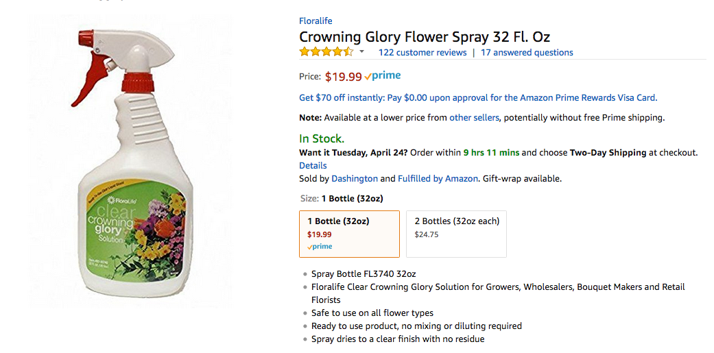 Crowning Glory Flower Floral Preserving Spray 32 Oz for sale online