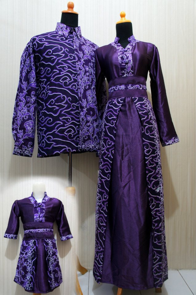 Gambar model gamis batik kombinasi