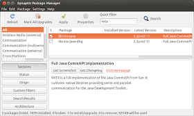 Install RxTx on Ubuntu with Synaptic Package Manager