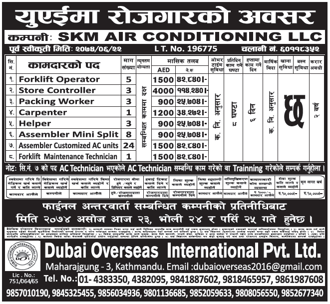Jobs in UAE for Nepali, salary Rs 1,14,240