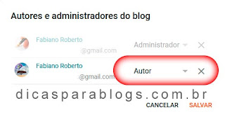 convidar pessoas para ser autor do blog