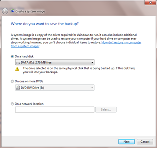 ขั้นตอนการ backup ใน windows7