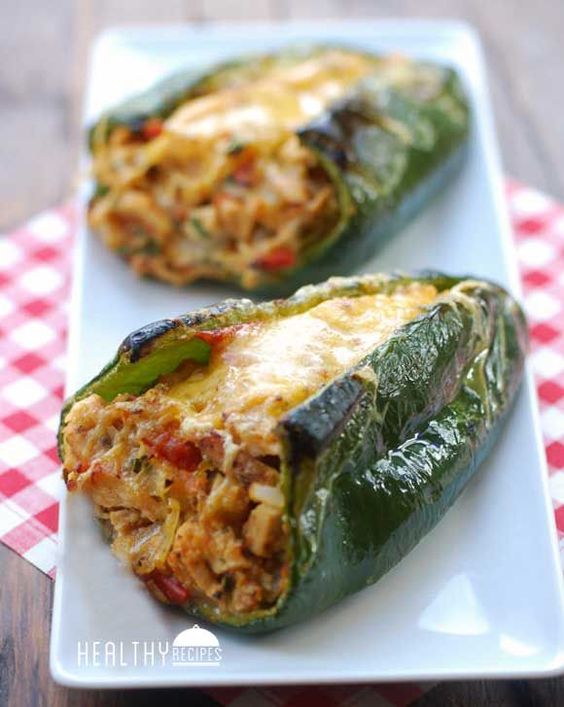 Stuffed Poblano Peppers | Healthy Recipes. 11 carbs per pepper.