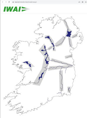 Irish Waterways Ireland map showing water routes