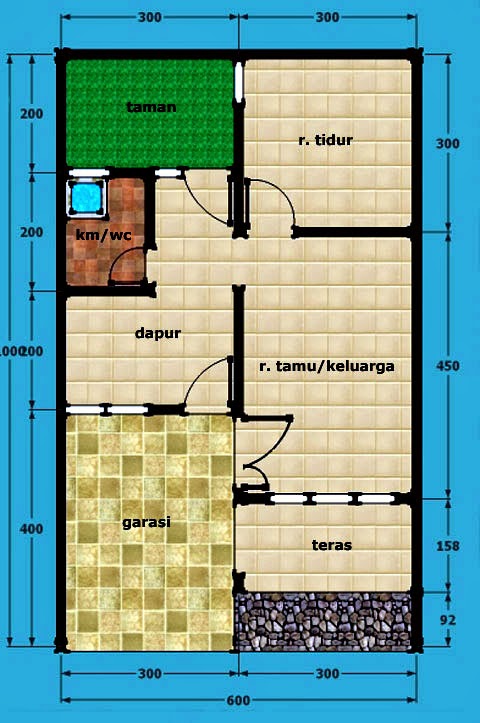 A3 Desain Rumah 1 Lantai untuk Renovasi KPR Type 21/60