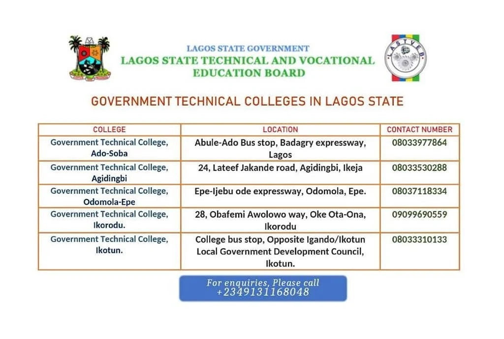 List of Government Technical Colleges in Lagos State