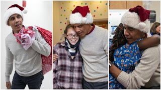Barack Obama wears Santa cap to presentgifts to extraordinary kids in the hospital