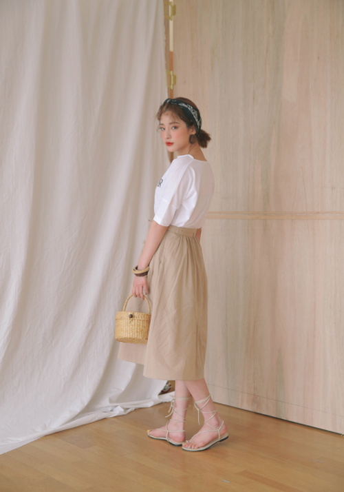 A-Line Self-Tie Midi Skirt