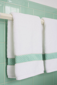 customized hand towels with vintage ribbon via Meet Me in Philadelphia