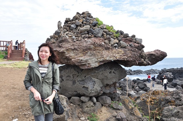 Jeju - Balancing turtle rock at Seopjikoji entrance  