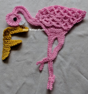 Sweet Nothings Crochet free crochet pattern blog, free crochet alphabet motif, F is for Flamingo crochet motif,