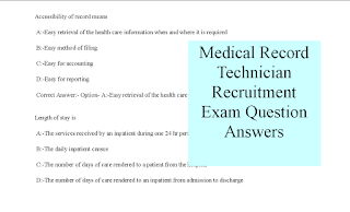 Medical Record Technician Recruitment Exam Question Answers
