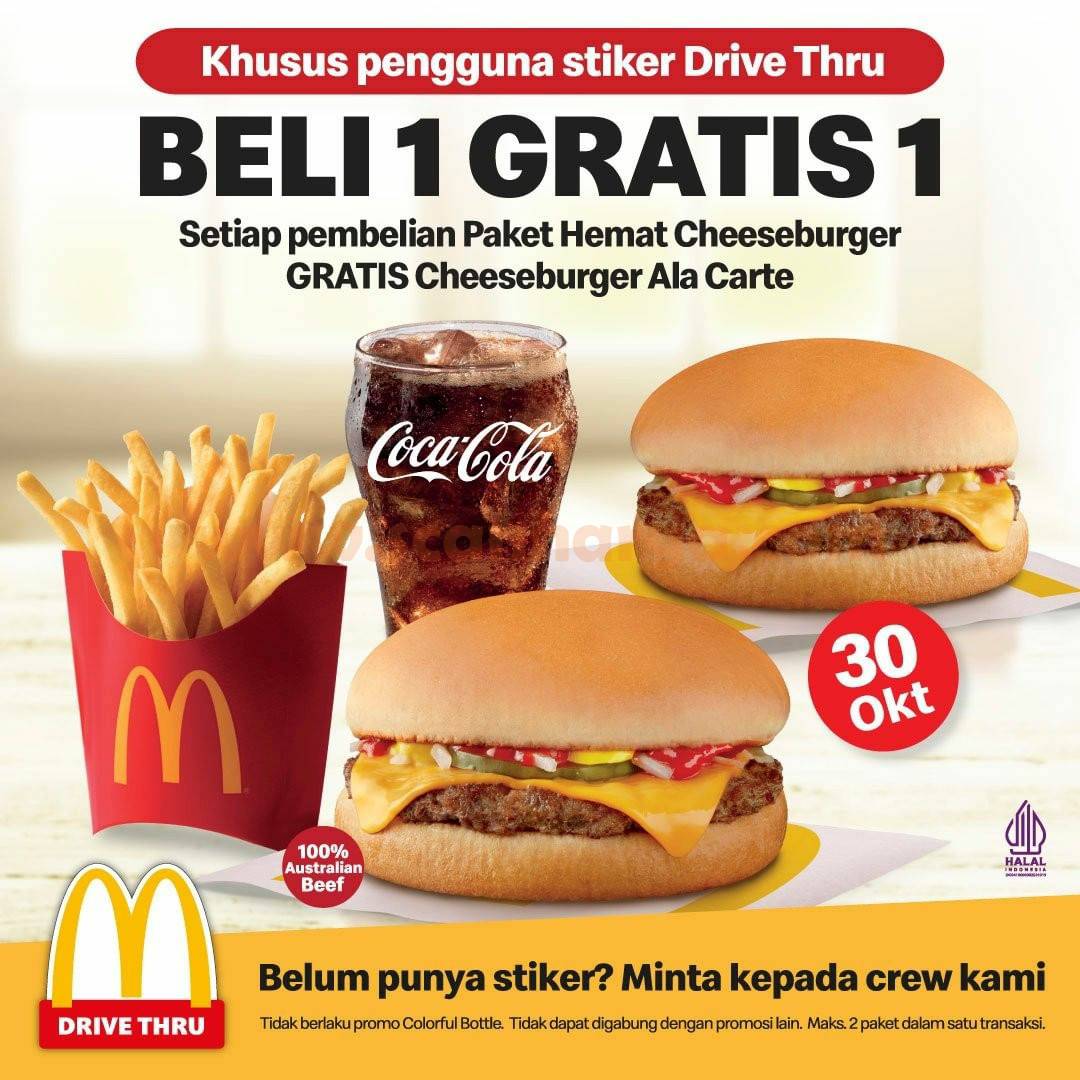 McDonalds Promo BELI 1 GRATIS 1 khusus pengguna sticker Drive Thru