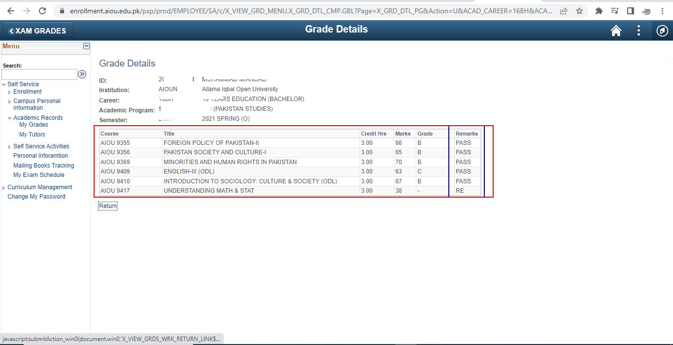 Step 2: Click on the “View Grades” button on the “My Grades” page.