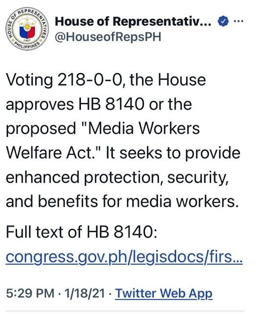 House approves media workers' welfare bill