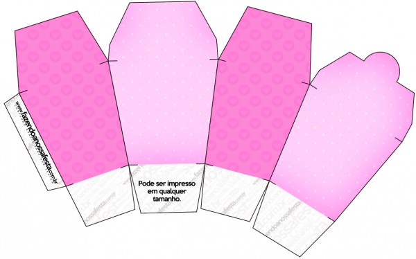 Pink Hearts, Free Printable Chinese Take Away Box. 