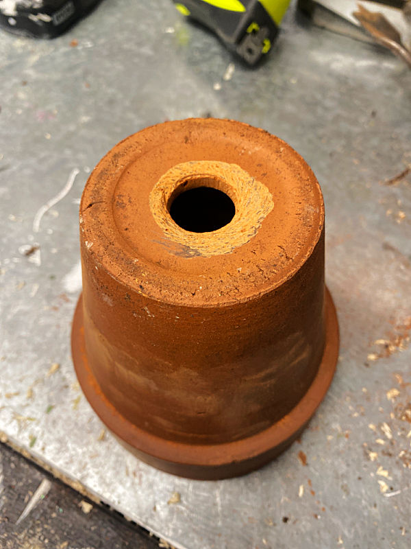 larger hole in terra cotta pot