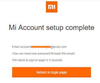 Screenshot showing Mi-Fit Account created