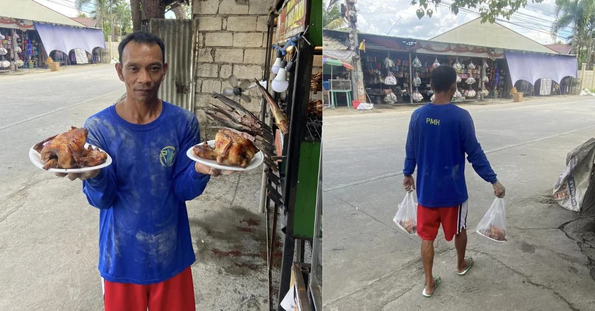 Construction worker receives free lechon manok for his child's birthday