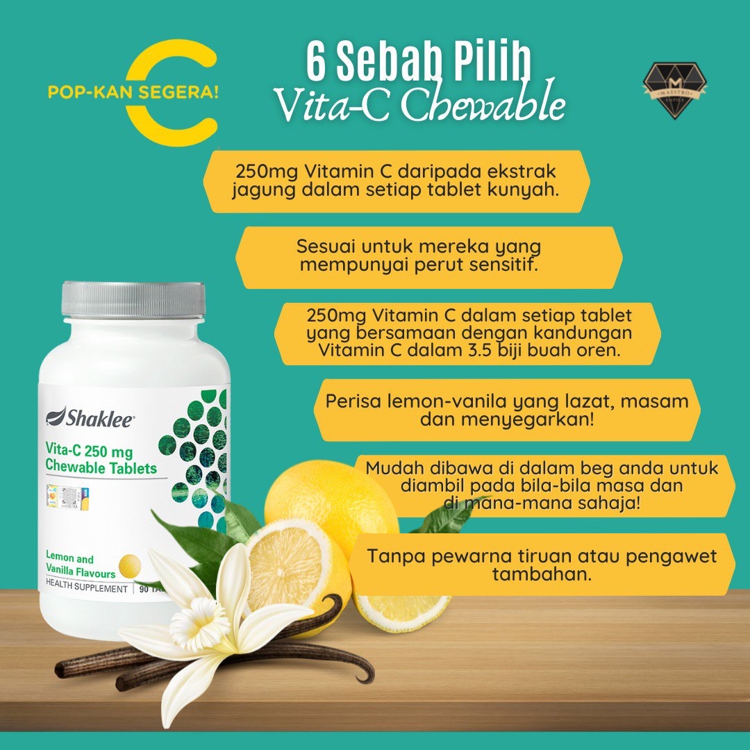 Vitamin C Chewable Shaklee: Manfaat, Keistimewaan, Testimoni dan Harga