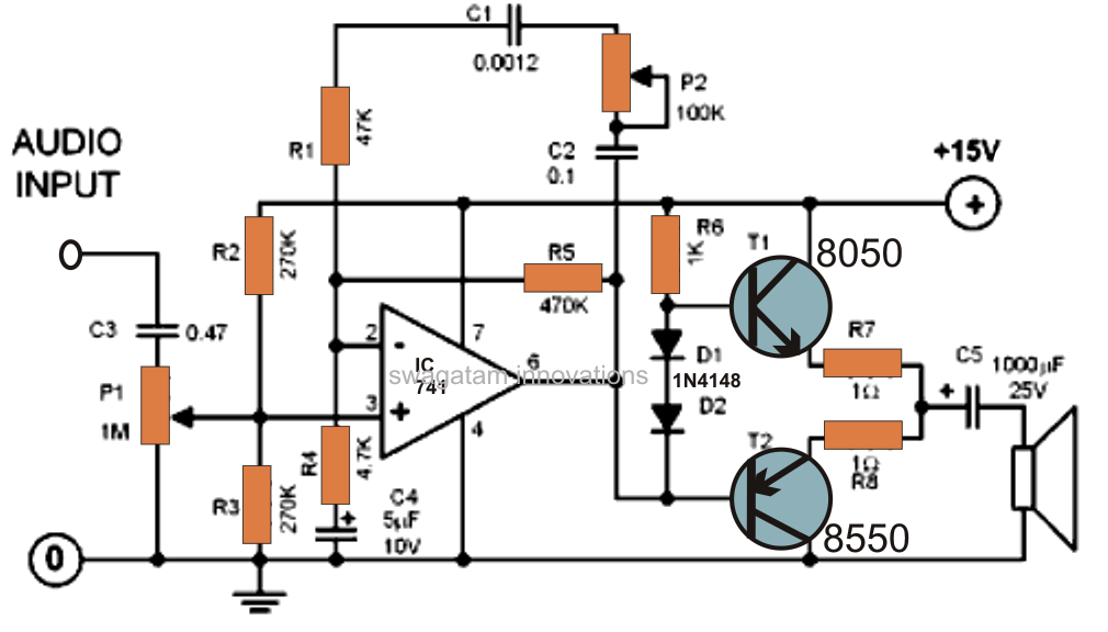 Amplifire Circuit - Make This Mini Hi Fi Ipod Amplifier Circuit Using Ic 741 - Amplifire Circuit