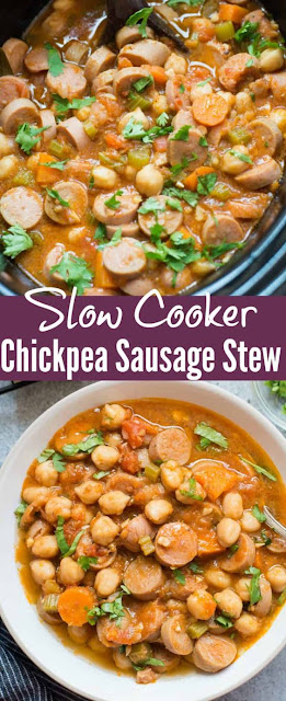 SLOW COOKER CHICKPEA SAUSAGE SOUP