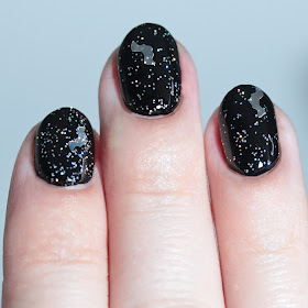 Nail Hoot Indie Lacquers Attack of the Holographic Bats over Basic Black