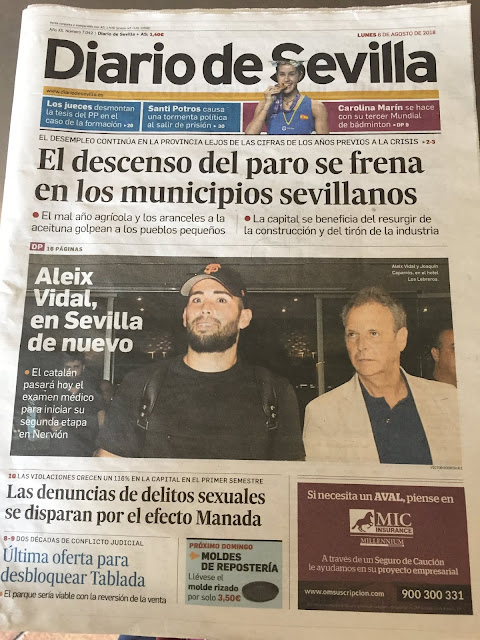 Portada de Diario de Sevilla. 6 de agosto de 2018.