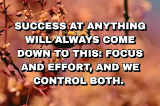 Success at anything will always come down to this: Focus and effort, and we control both.