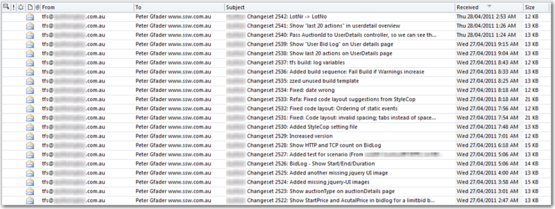 TFS2010 alert emails - Follow how your application grows  