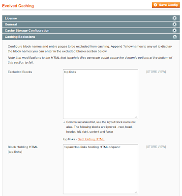 Configuration of caching exclusions