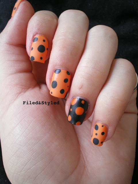 Orange and Black Nails