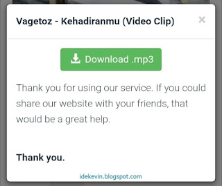 Klik tombol download mp3 pada pop up yang muncul