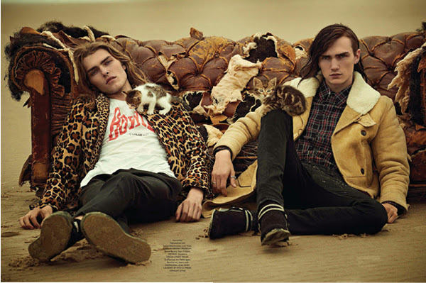 GQ style, GQ Alemania, grunge, modelo, look bohemio, Kurt Cobain, animal print