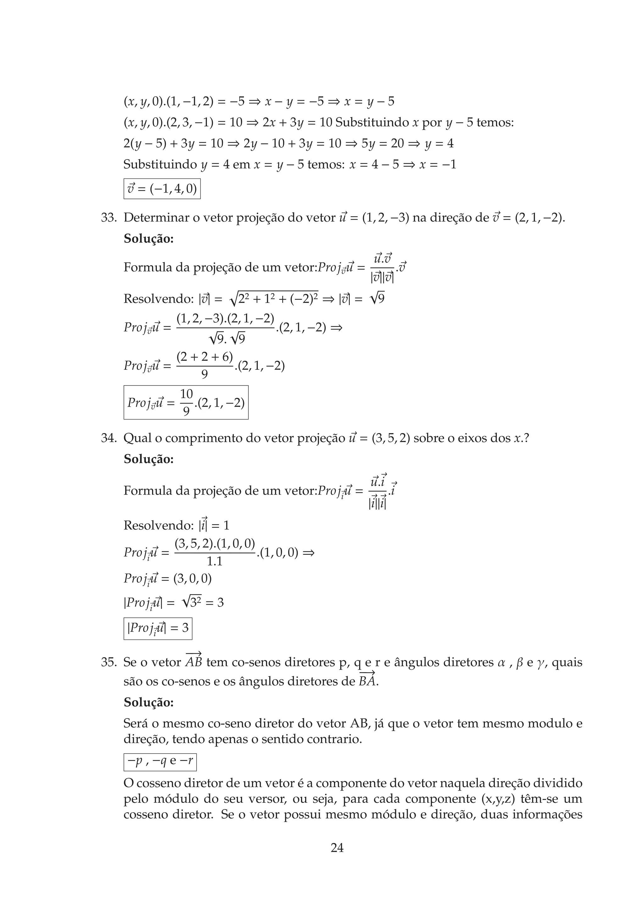 Geometria Analítica exercícios resolvidos