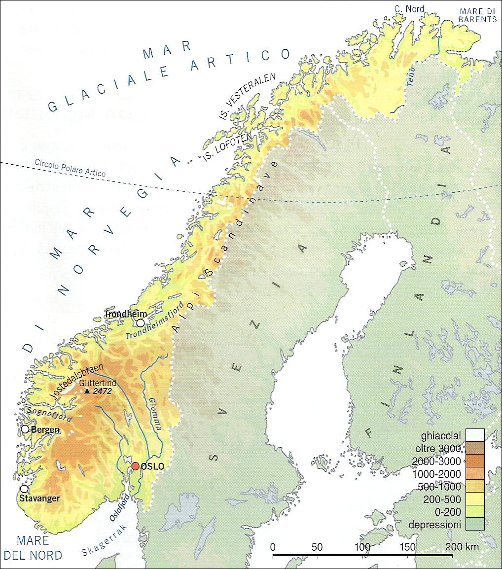Cartina Fisica Della Norvegia | Tomveelers