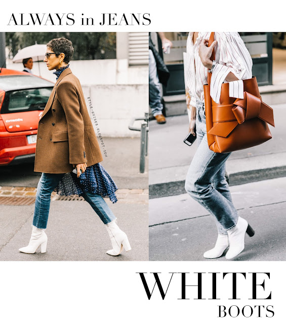 jeans white boots looks fashion style