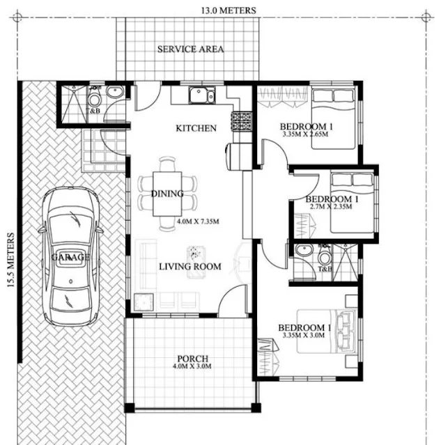 Plano Casa de 13 x 15 mts
