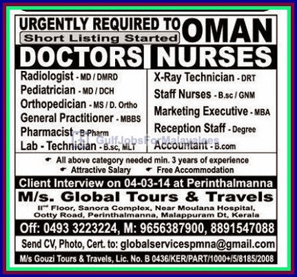 Urgently Required for OMAN
