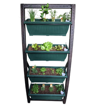 Vertical Garden by Outland Living, with 4 Self-Watering Bins for Indoor/Outdoor Use